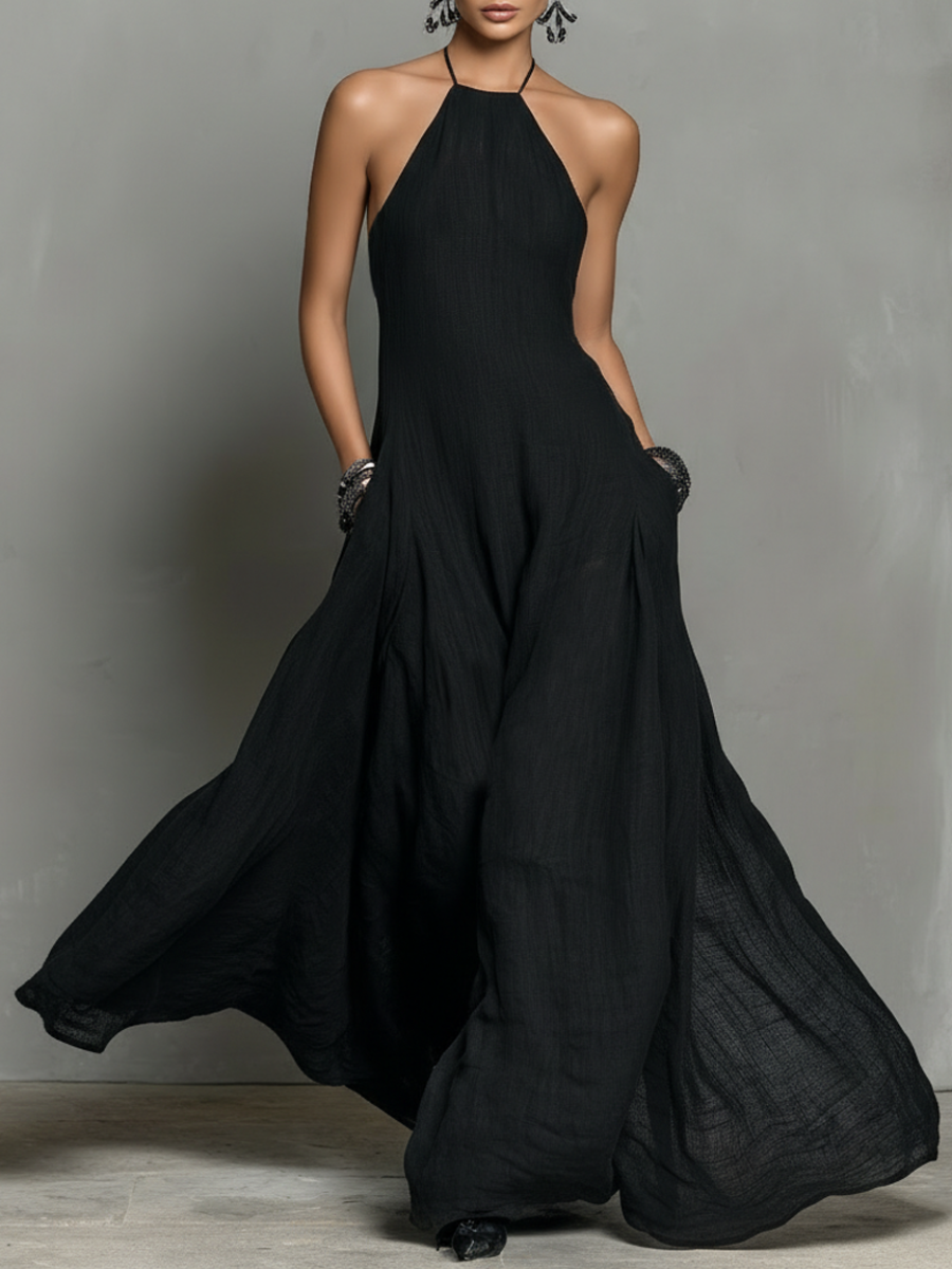 minimalist chic black halter dress SELF-PORTRAIT BANGKOK | Chic and slinky, this jersey maxi dress exudes  minimalist party style with its gathered halter neck detailing and plunging  backless cut