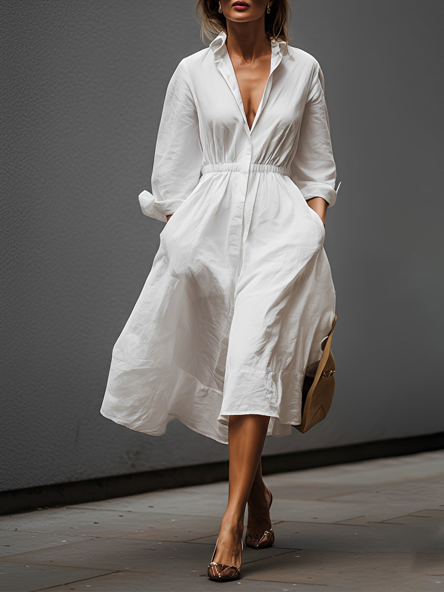ladies white linen dresses Women Dress Royal Toscana length cut Womens White Linen Dresses |