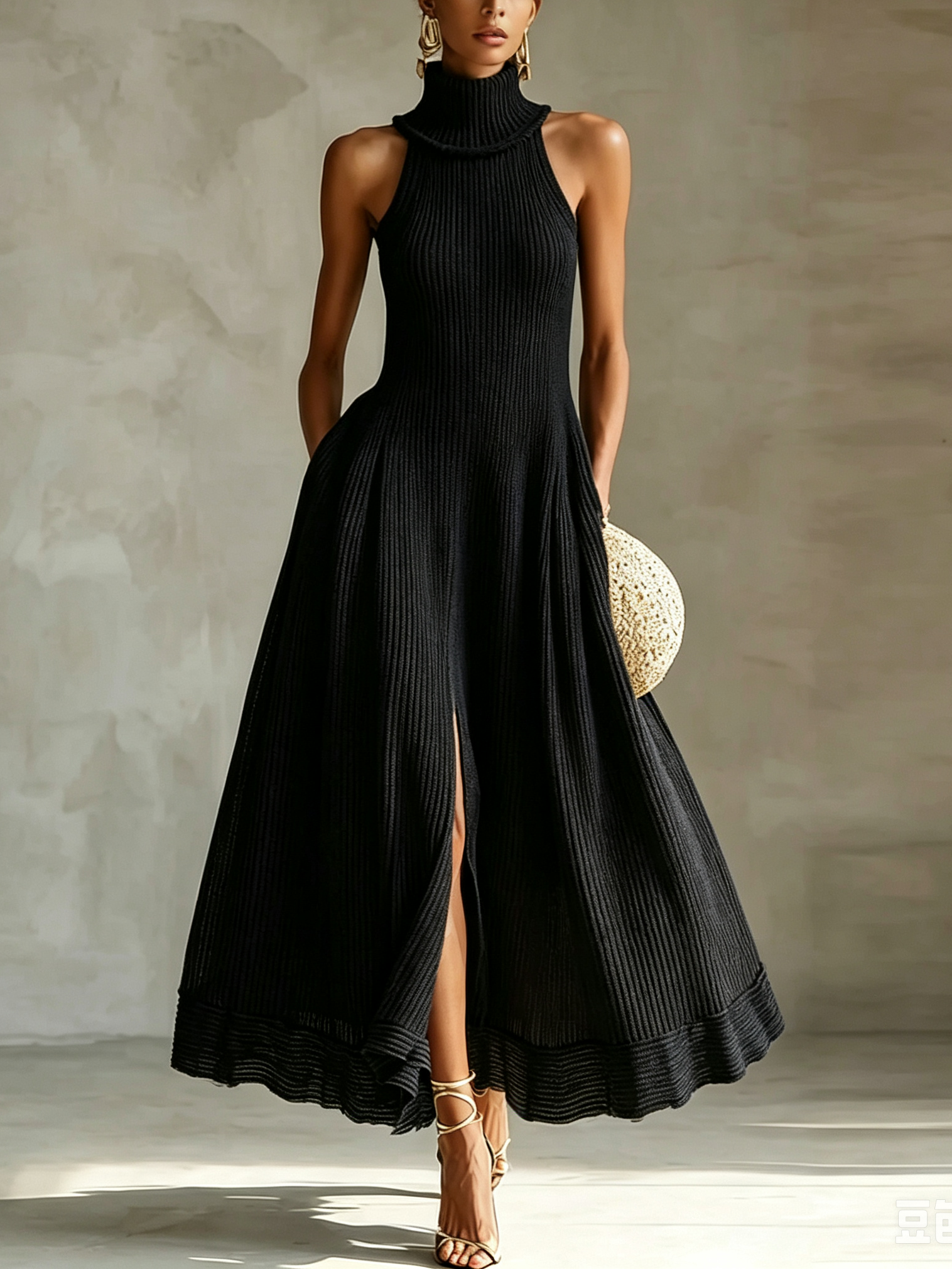 black turtleneck maxi dress Elegant Knit for Women with Sleeveless Hig – Mercer & Bloom SIZE:US 14 V-Neck Wedding Dresses | Category:BACK IN STOCK Knit turtleneck on styling