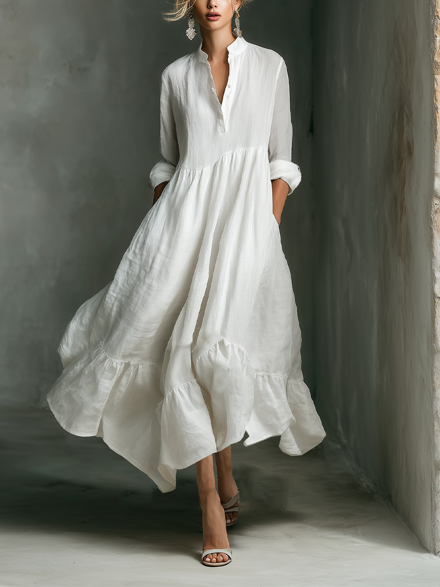 extra long white maxi dress Elmont Long Sleeve Maxi Dress