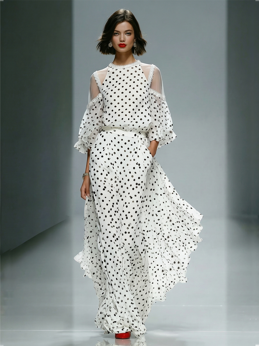 sheer white polka dot dress Tie Sheer Polka Dot Maxi Cover-Up Dress