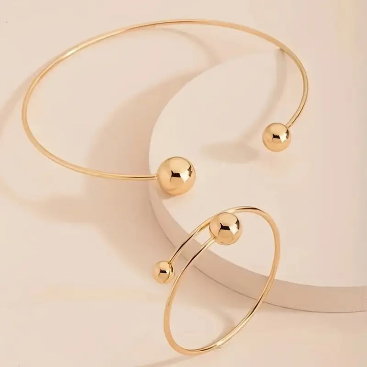 Parure Minimalista Collana e Bracciale per Polso Luminosi | Oro