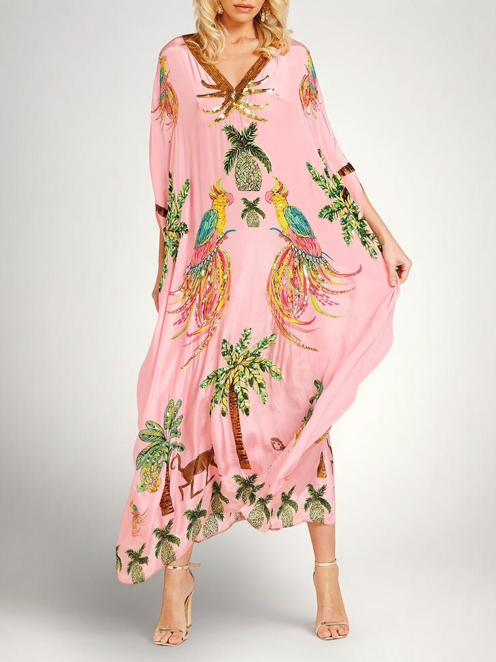 Sahara drop shoulder coconut tree printed dress