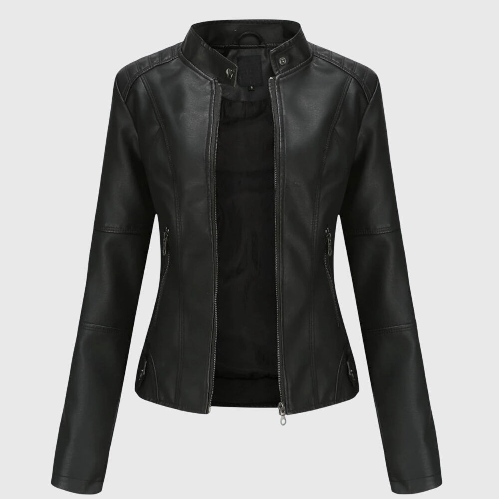 Effortless Leather Jacket for Women with Button Front Collared Oversized Shacket Style