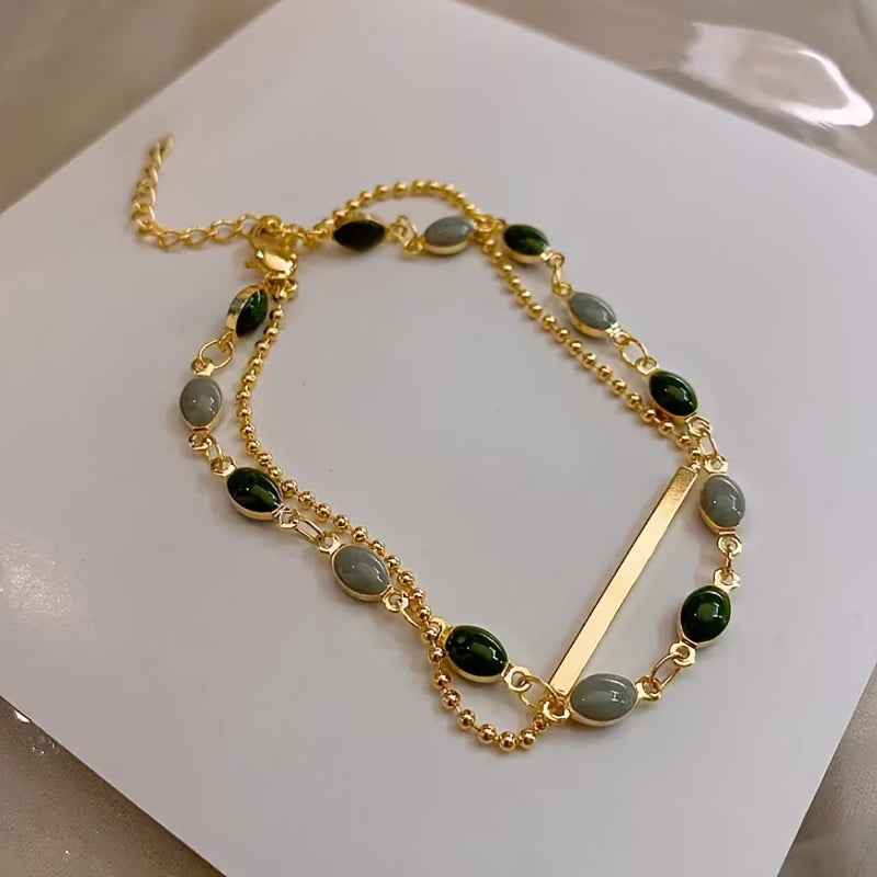Olivia Moss Duo Armband | Gold