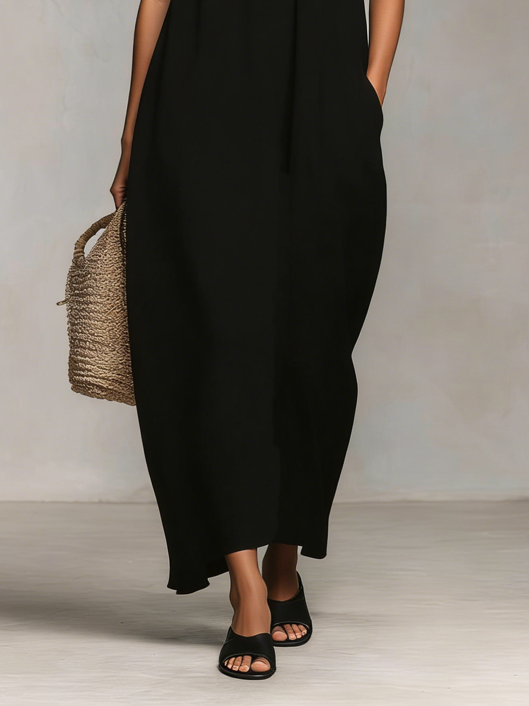 Damen minimalistisches Maxikleid im Urlaubsstil mit Colorblock und Spaghettiträgern