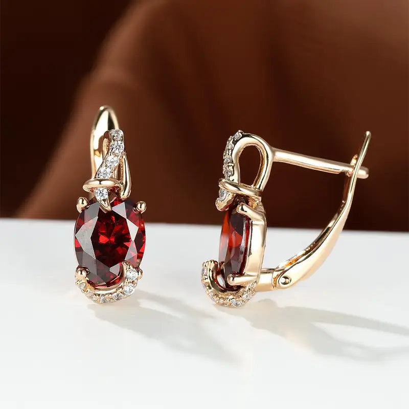 Pendientes largos Twilight carmesí | Dorados