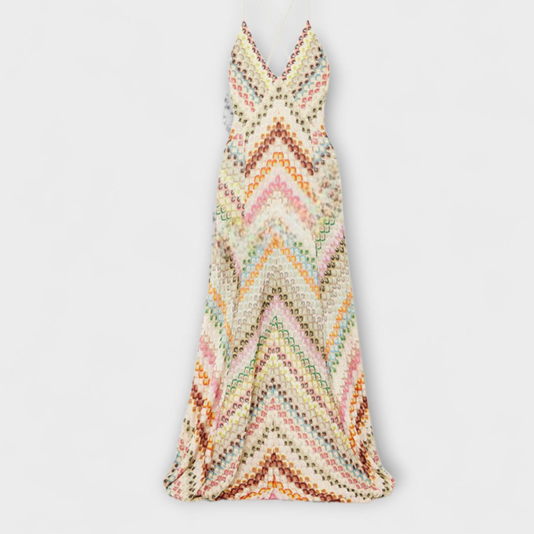 Remi colorful herringbone pattern maxi dress