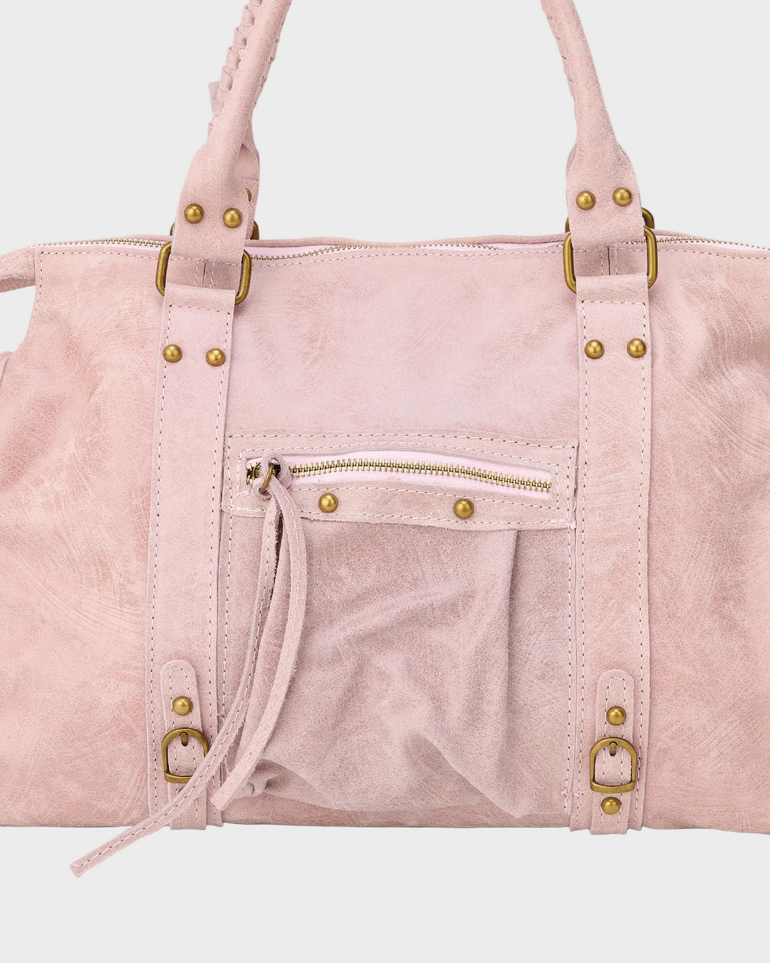 It Girl leather tote bag in vanilla pink