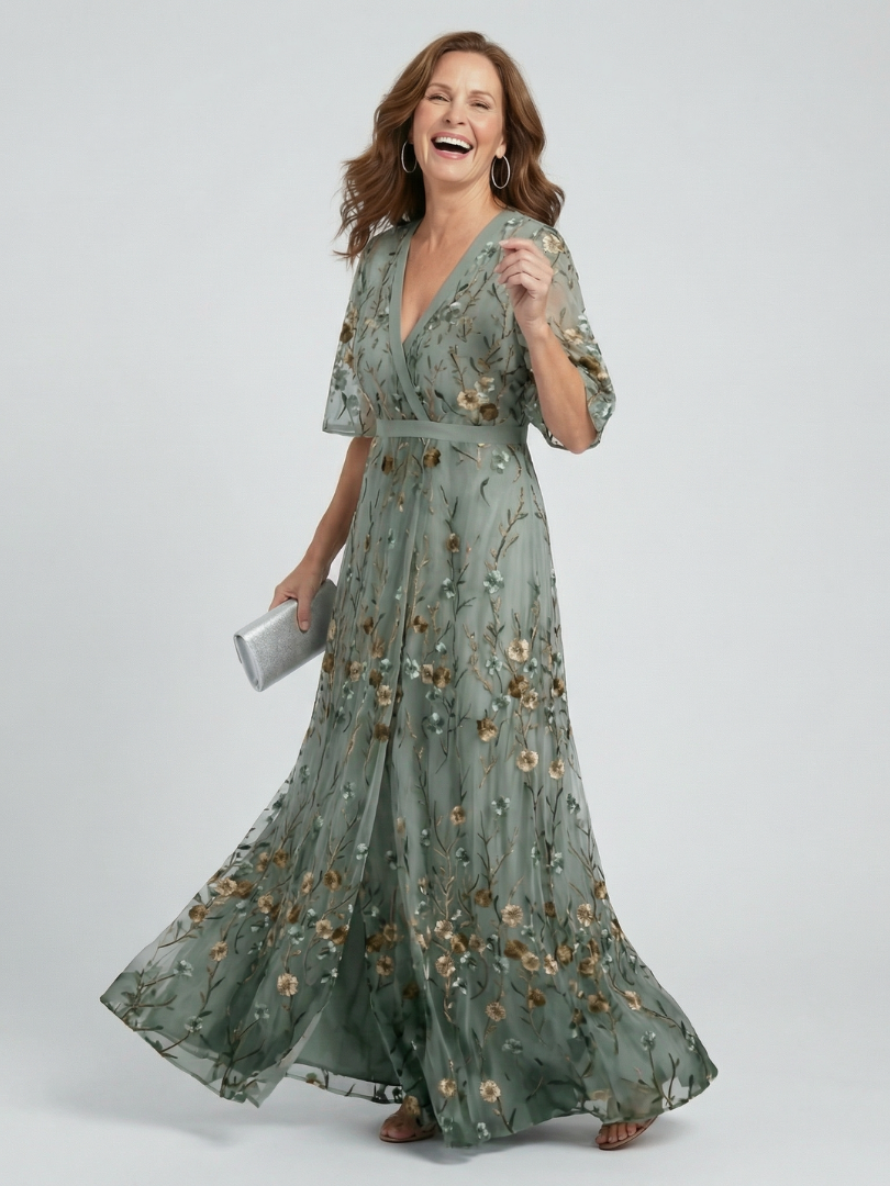 Selora halter floral dress in sage green
