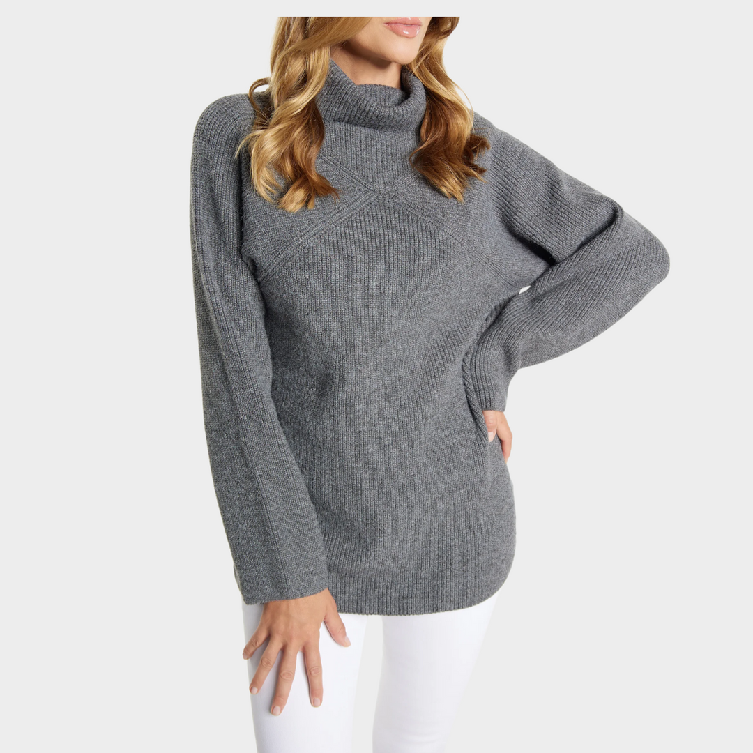 Comfortable Ribbed Knit Sweatshirt for Women with Turtleneck Long Sleeve Relaxed Oversized Knit Style