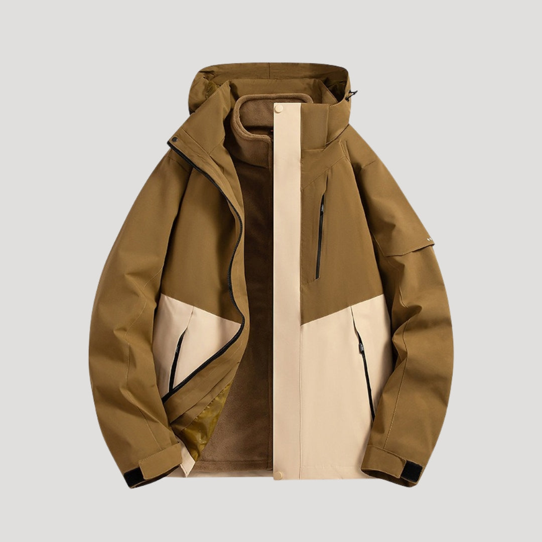 Effortless Waterproof Rain Jacket for Women with Hooded Zip Front Colorblock Relaxed Style