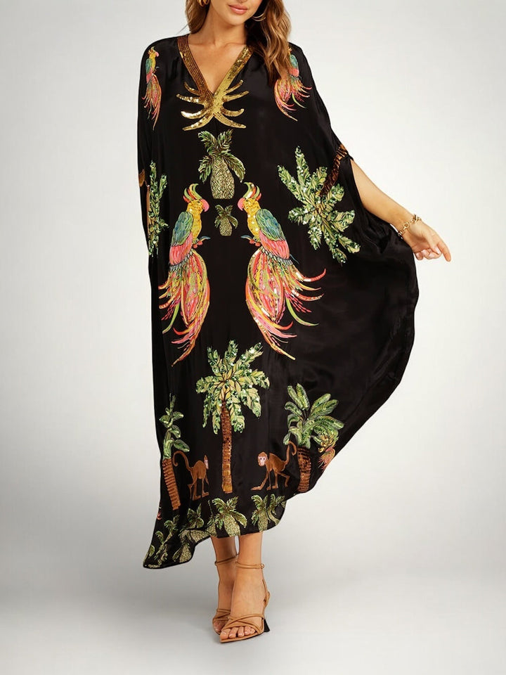 Sahara drop shoulder coconut tree printed dress