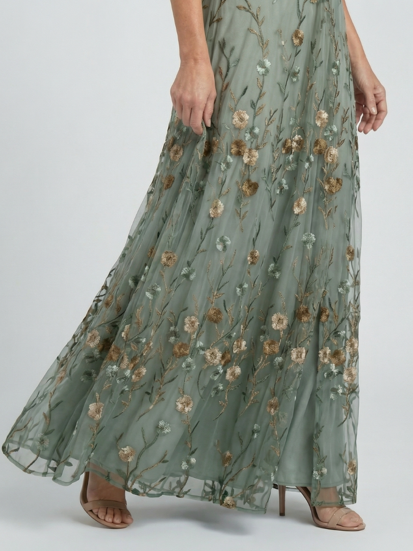 Selora halter floral dress in sage green