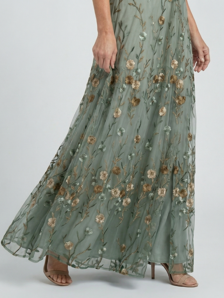 Selora halter floral dress in sage green
