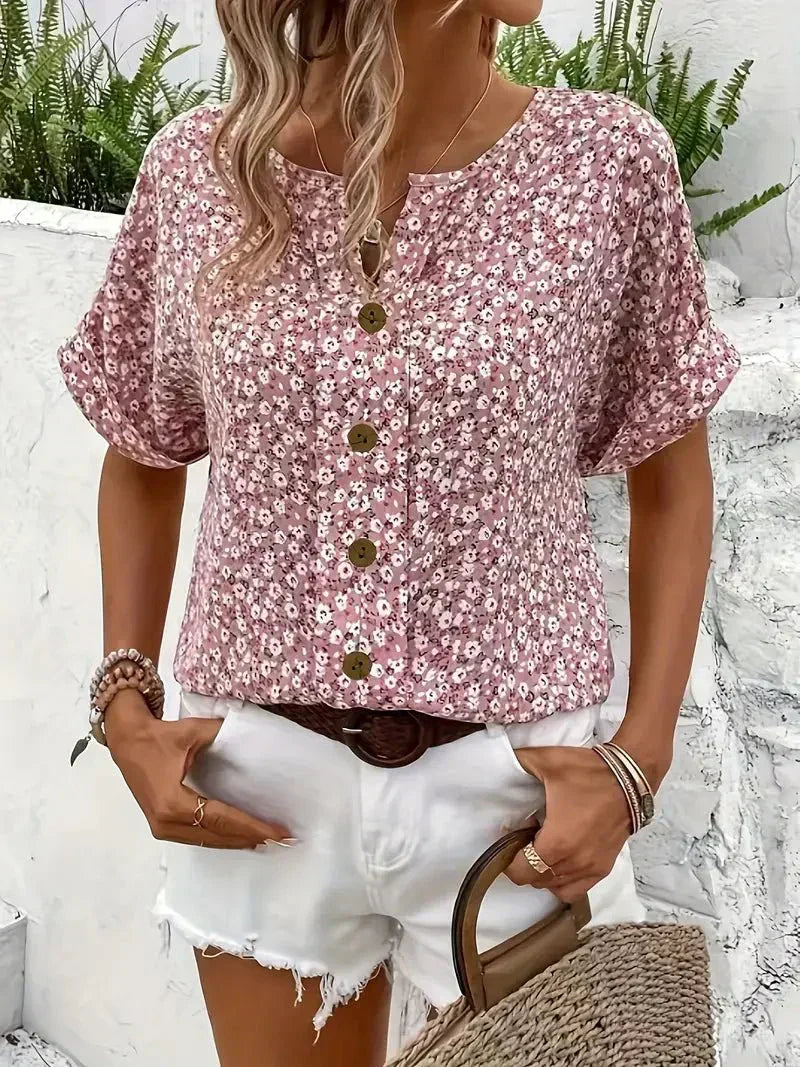 Wolena | Blusa con muesca Wildflower