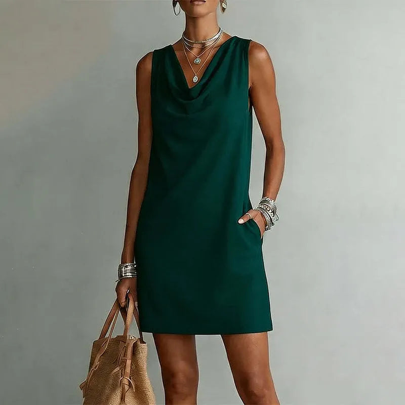 Elegant mini dress with pockets for women