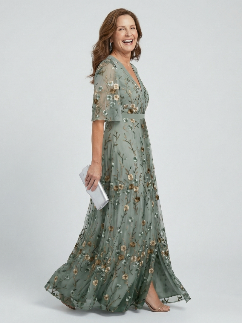 Selora halter floral dress in sage green