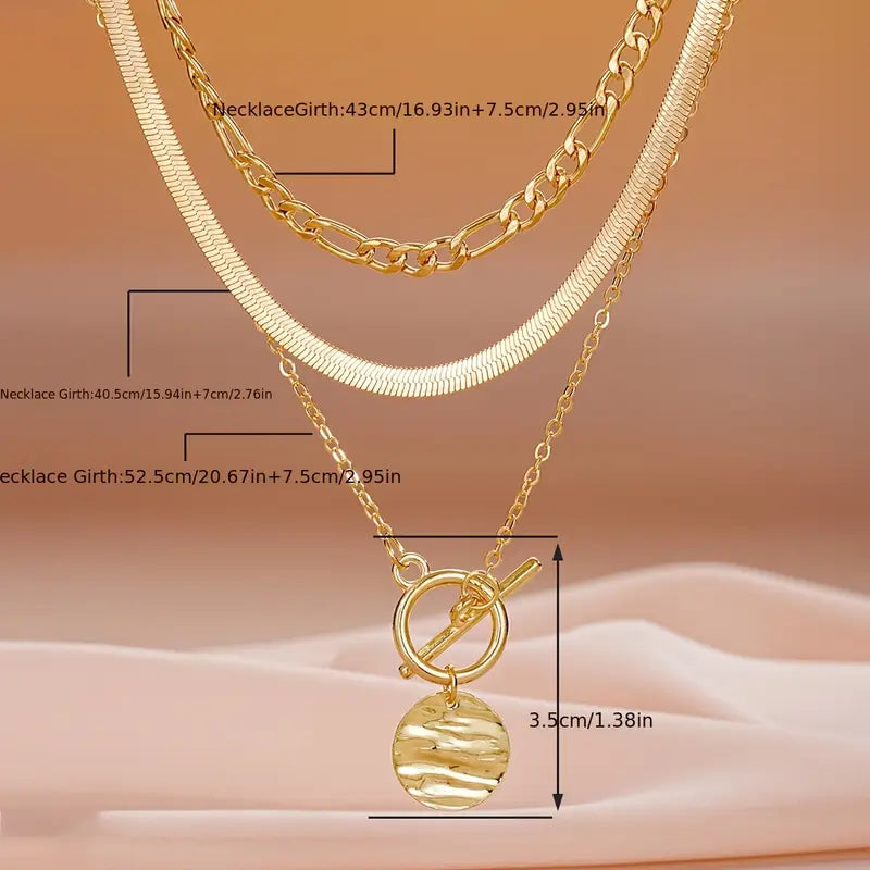 Savira Strukturierte Münz-Lagenkette | Gold