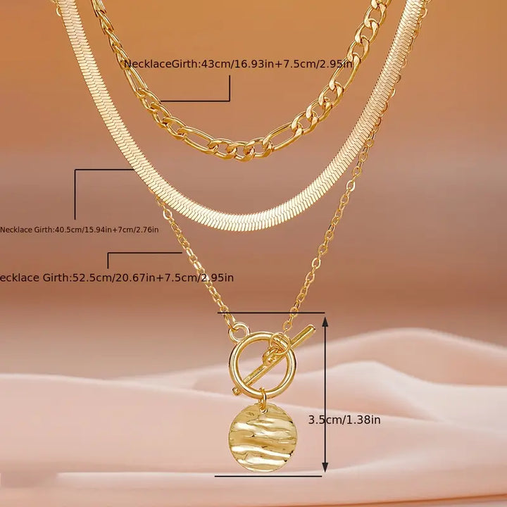 Savira Strukturierte Münz-Lagenkette | Gold