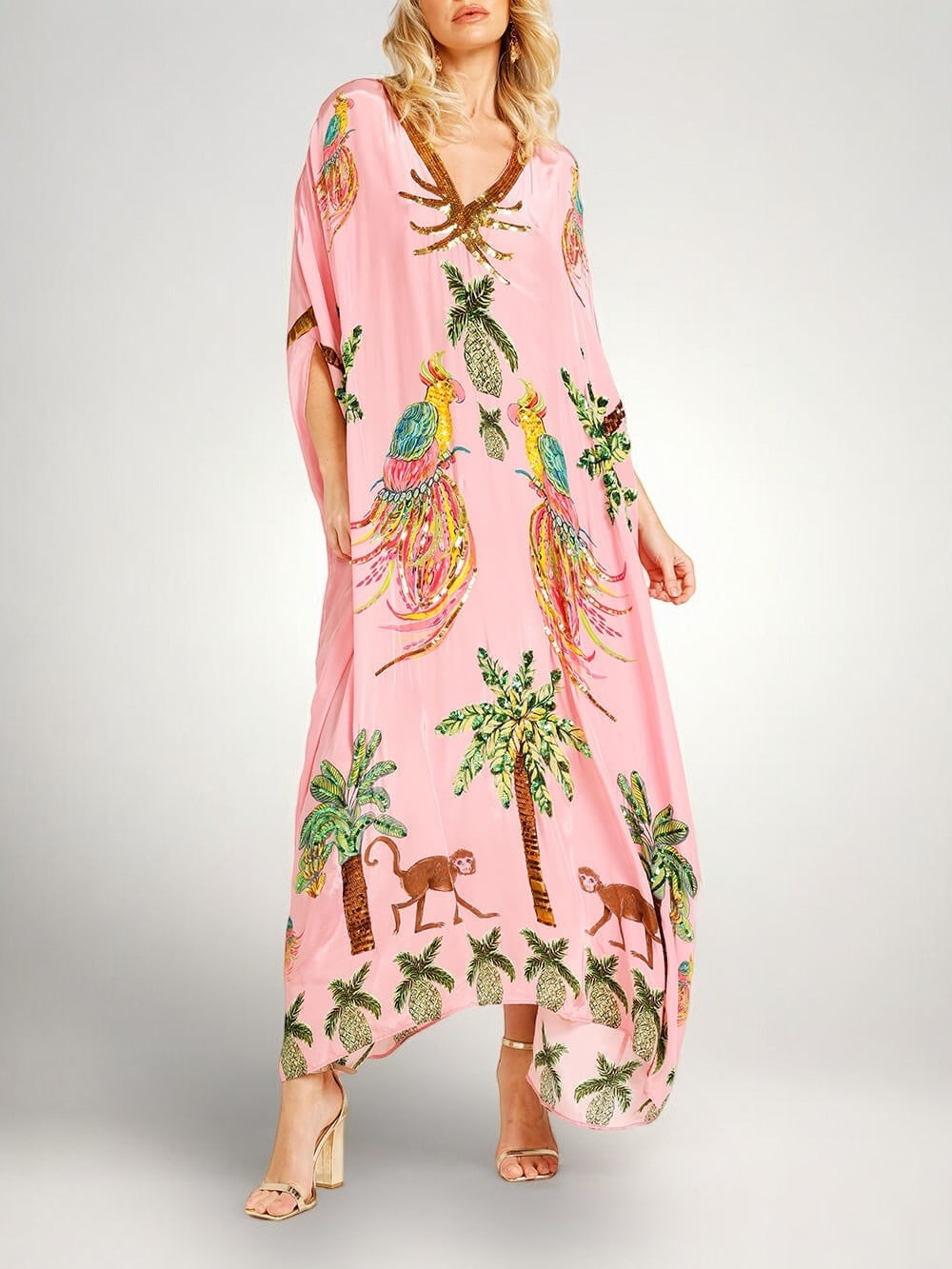 Sahara drop shoulder coconut tree printed dress