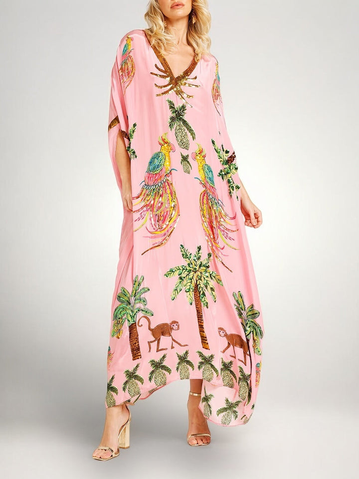 Sahara drop shoulder coconut tree printed dress