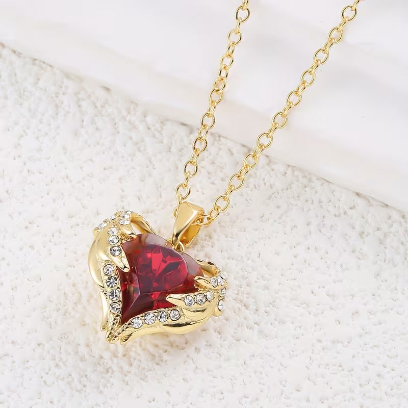 Collar Corazón de Rubí "Abrazo de Ángel" | Oro