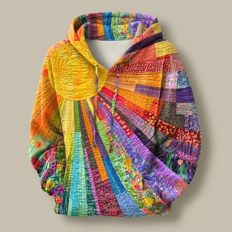Floral quilted hoodie for women