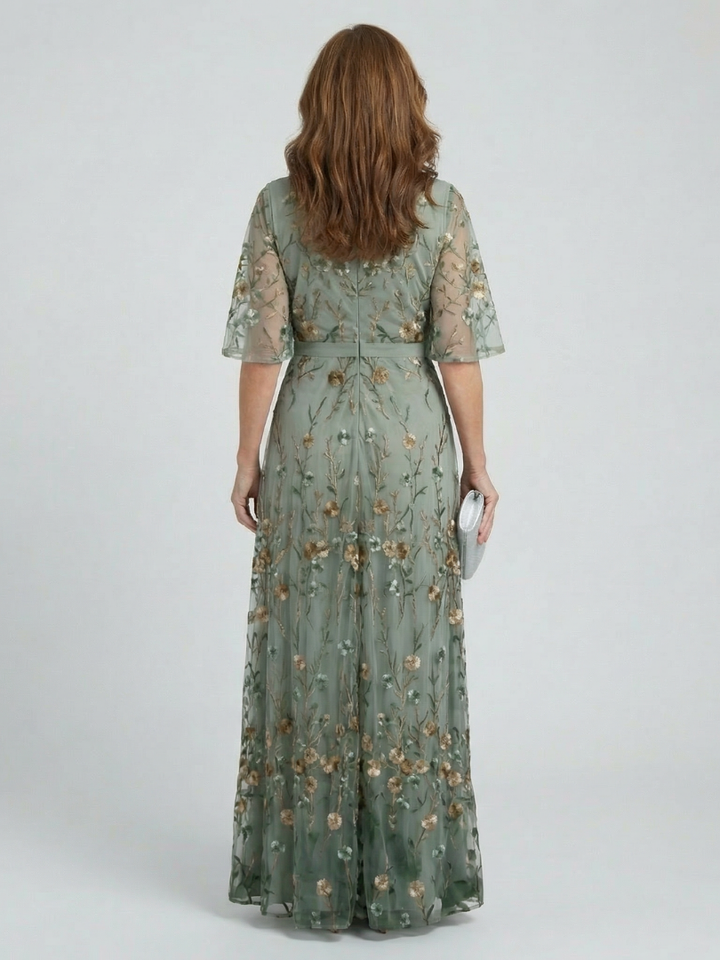 Selora halter floral dress in sage green