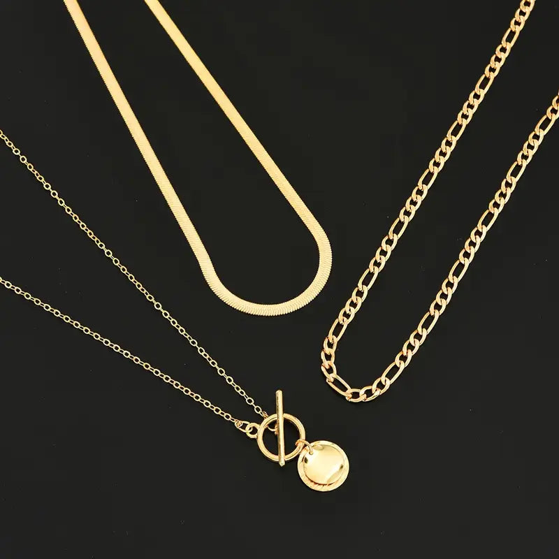 Savira Strukturierte Münz-Lagenkette | Gold