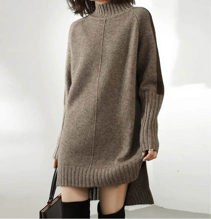Cozy Turtleneck Sweater Dress for Women with Long Sleeve Oversized Ribbed Knit Relaxed Style