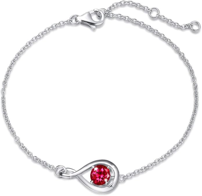 Rubin Infinity Armband | Weißgold