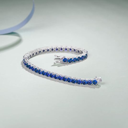 Náramek Sapphire Tennis | bílé zlato