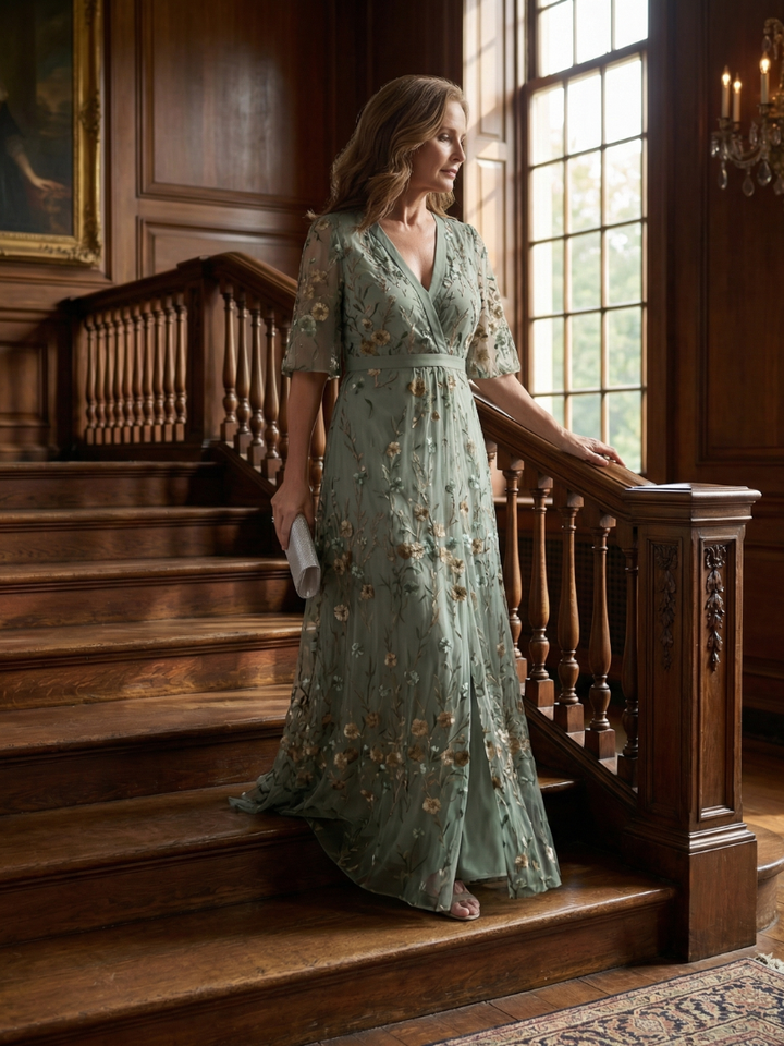 Selora halter floral dress in sage green