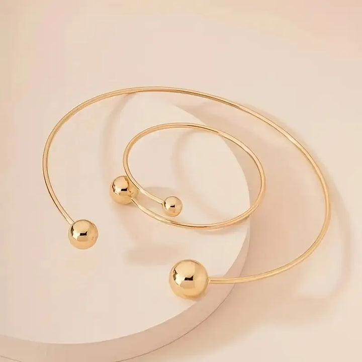 Parure Minimalista Collana e Bracciale per Polso Luminosi | Oro