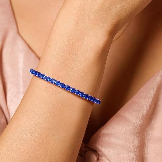 Náramek Sapphire Tennis | bílé zlato