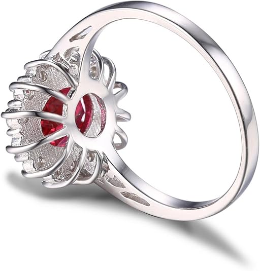 Bague Classique Halo Rubis | Or Blanc