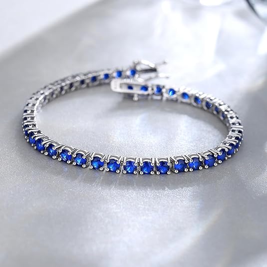 Náramek Sapphire Tennis | bílé zlato