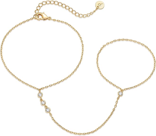 Náramek Beaded Handchain | zlato