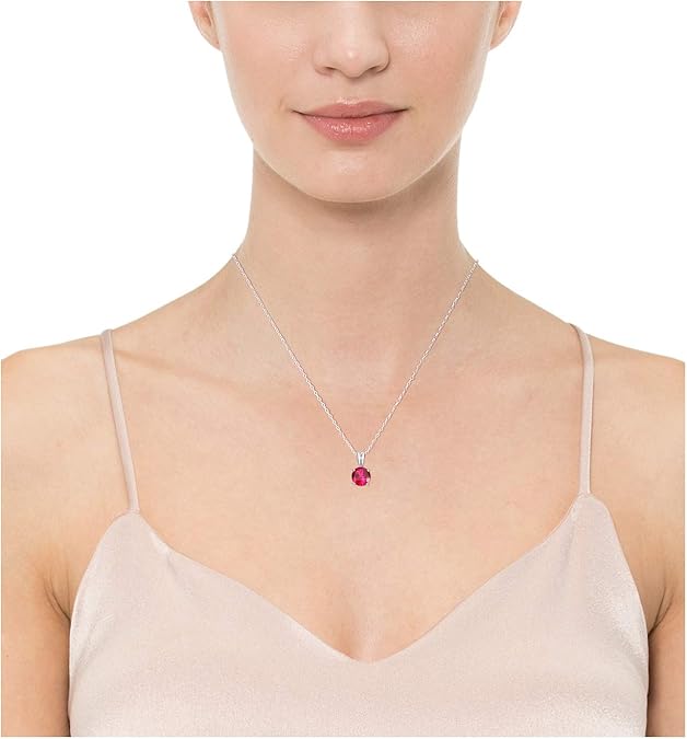 Collar de Rubí de Talla Redonda | Oro Blanco
