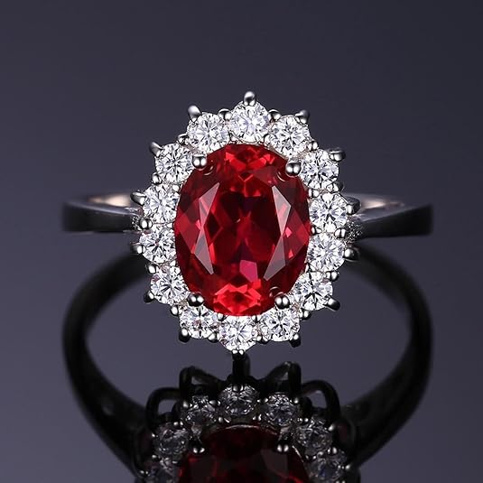 Bague Classique Halo Rubis | Or Blanc