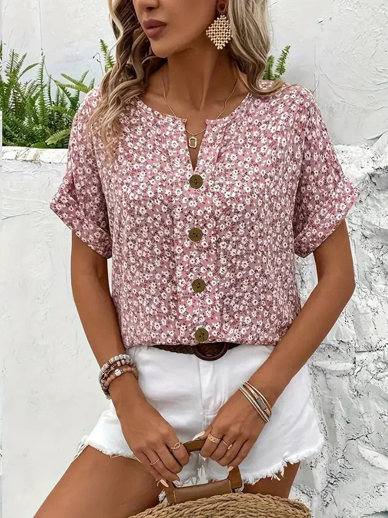 Wolena | Blusa con muesca Wildflower