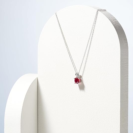 Collar de Rubí de Talla Redonda | Oro Blanco