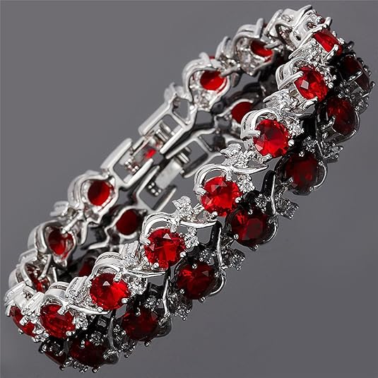 Náramek Ruby Vine Tennis | bílé zlato