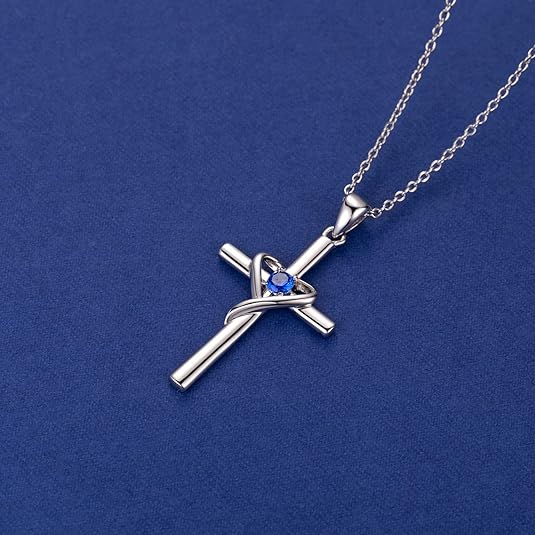Collar Cruz de Zafiro | Oro blanco