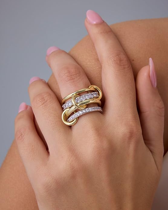Verschlungene Stapelringe | Gold