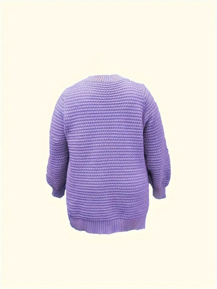 Comfortable Textured Knit Sweater for Women with Mock Neck Long Sleeve Ribbed Cuff Relaxed Oversized Style