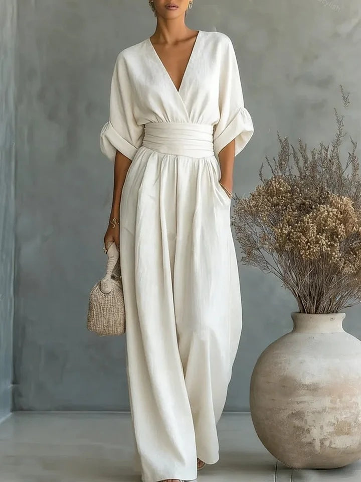 Elegant wrap maxi jumpsuit for women