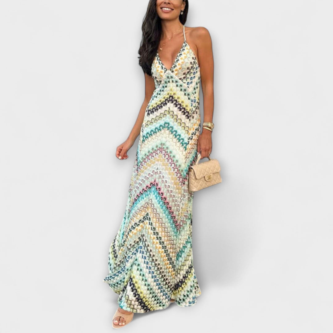 Remi colorful herringbone pattern maxi dress