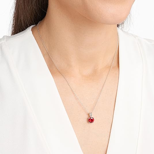 Collar de Rubí de Talla Redonda | Oro Blanco